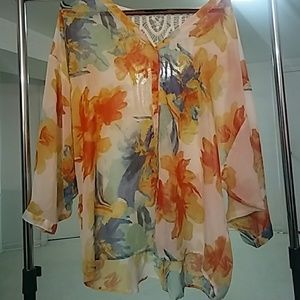 Summer Lace Backed Floral Blouse